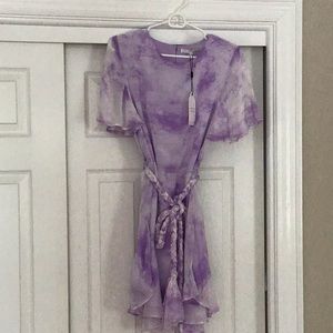 Lavender tie dye braided belt dress